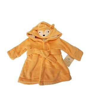 Cloud Island Baby Fox Plush Hooded Bath Robe Peachy Orange 6-9 months NWT